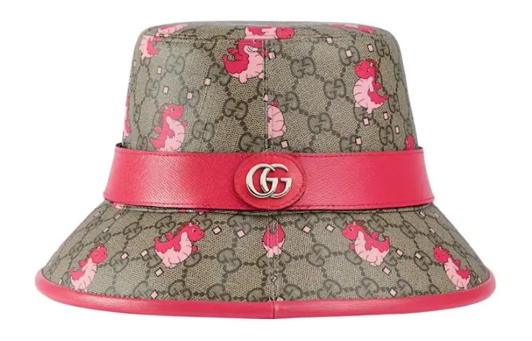 GUCCI Leather, Canvas, Palladium Bucket Hats Women's Pink