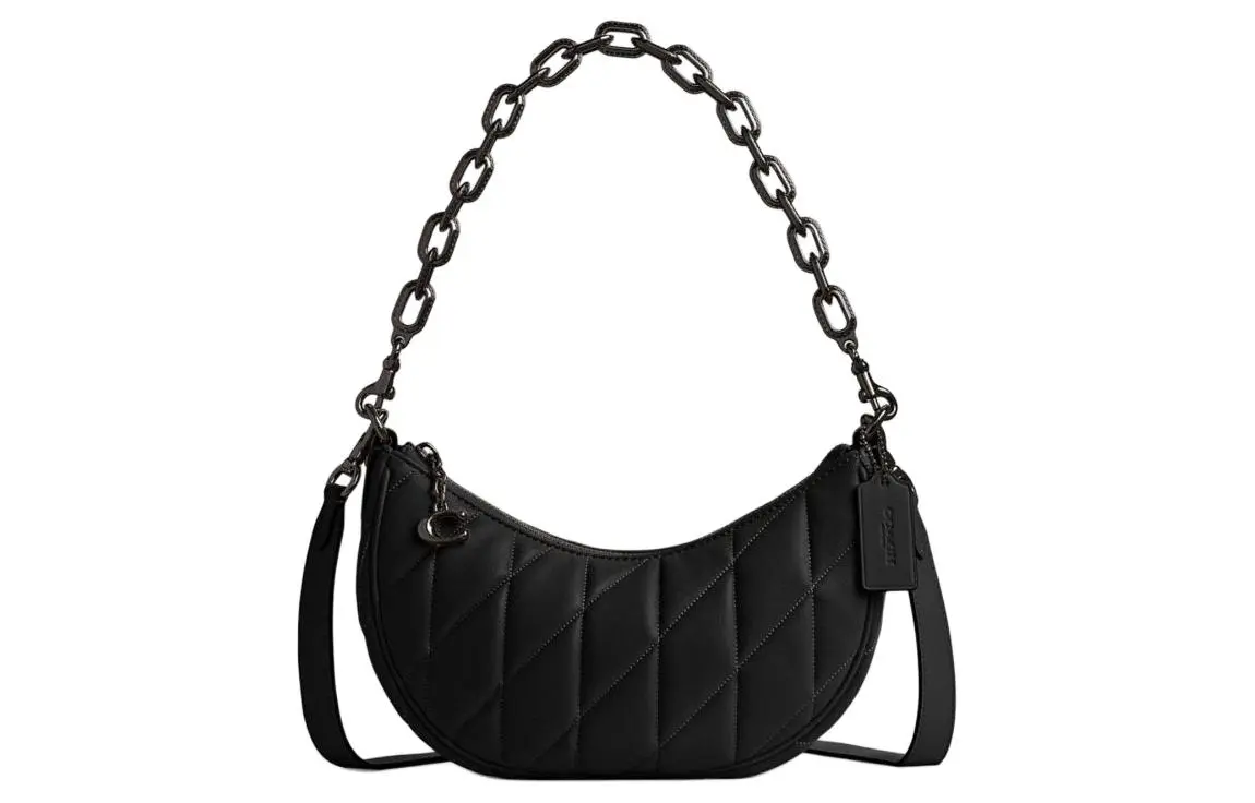 COACH Mira Leather Shoulder Bag, Crossbody Bag, Handbag Medium Women's Black