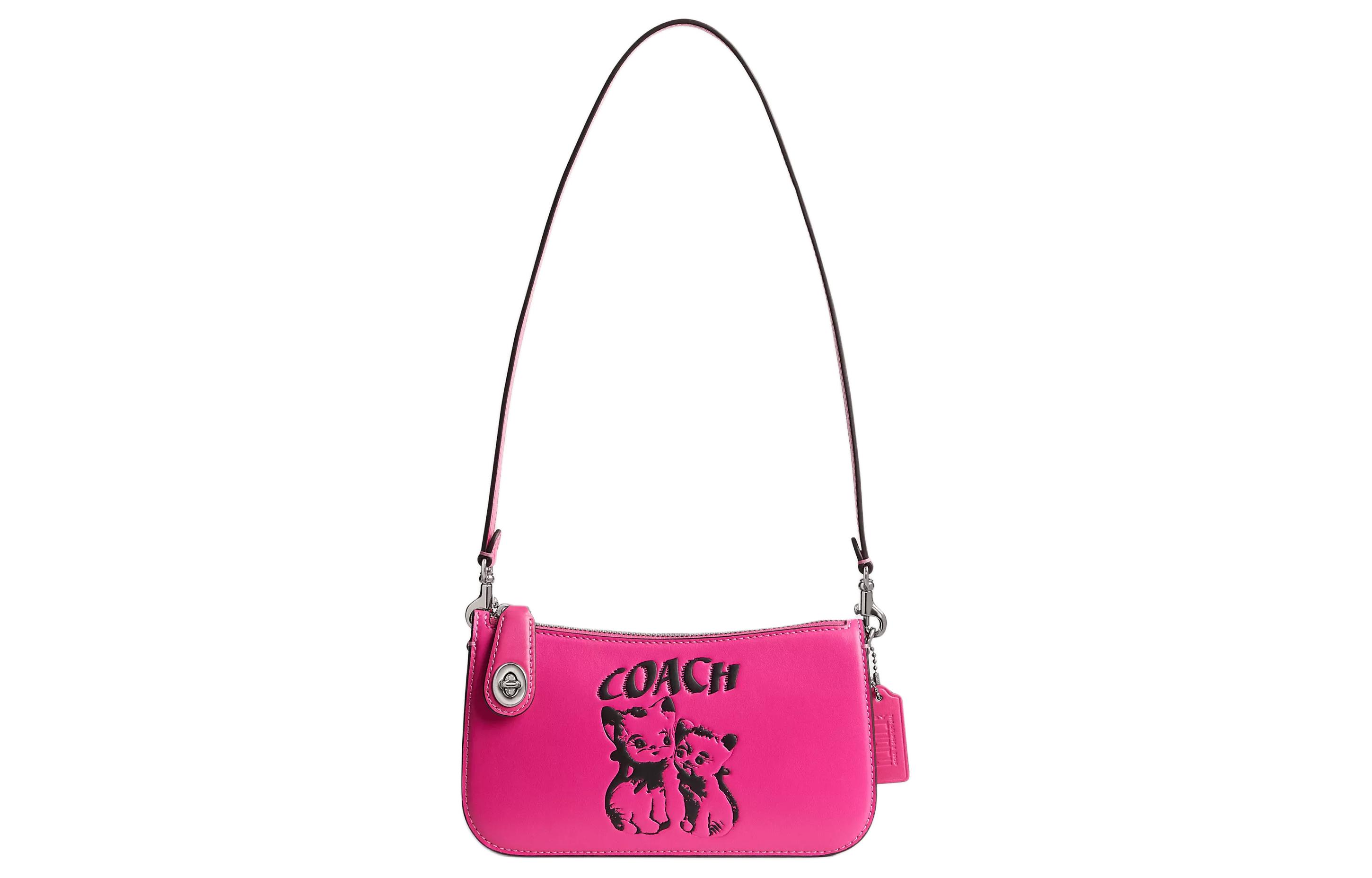 COACH LIL NAS Collaboration Calfskin Shoulder Bag, Handbag, Shoulder Bag Women's Fuchsia