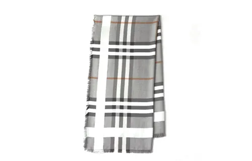 Burberry Wool Silk Knit Scarves Unisex Gray