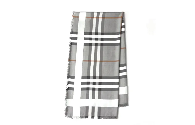 Burberry Wool Silk Knit Scarves Unisex Gray