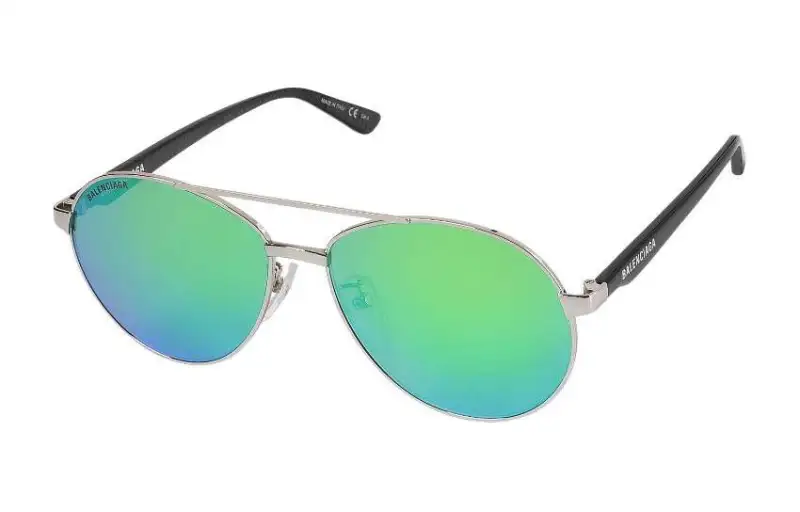 Balenciaga Metal Aviator Sunglasses Unisex Silver
