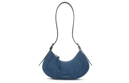 CHARLES&KEITH Small ck Denim Series Petra Denim Armpit Bag Pea Bag Shoulder Bag Women's Denim Blue Dark Denim Blue