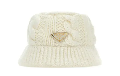 PRADA Wool Bucket Hats Unisex Beige