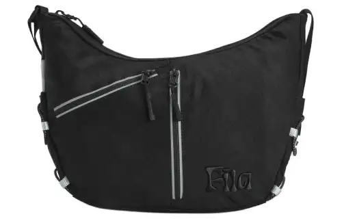 FILA FUSION Fabric Shoulder Bag, Crossbody Bag Extra Small Unisex Pitch Black