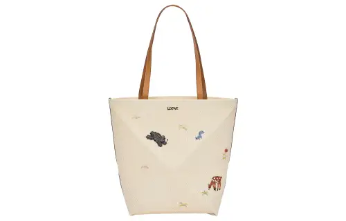 LOEWE Suna Fujita Collaboration Canvas Tote Bag, Shopping Bag, Handbag Women's Natural