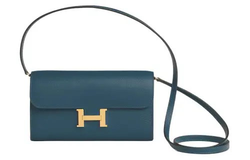 HERMES Constance To Go Gold tone Lock Evercolor Leather Crossbody Bags Women's 7P Bleu De Prusse Prussian Blue