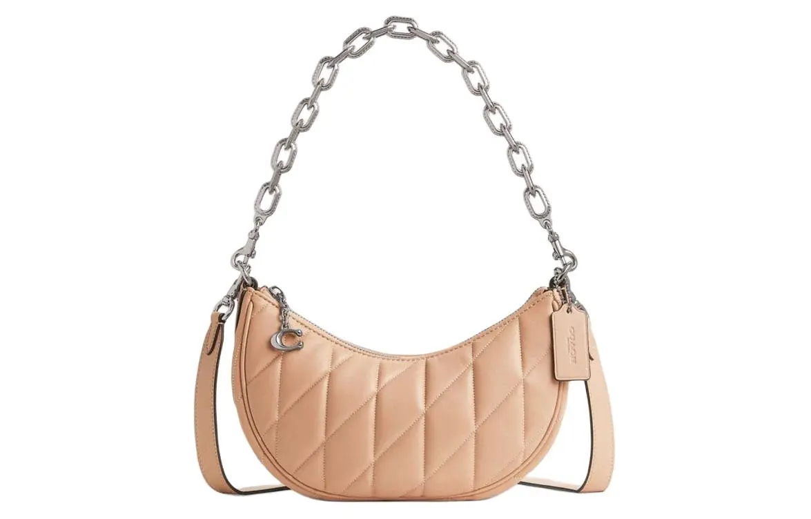 COACH Mira Leather Crossbody Bags Medium Women's Light Khaki