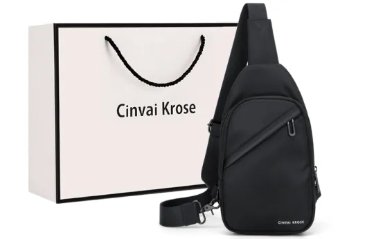 CinvaiKrose Fabric Shoulder Bag, Crossbody Bag, Sports Sling Bag Small Men's Black/Gray