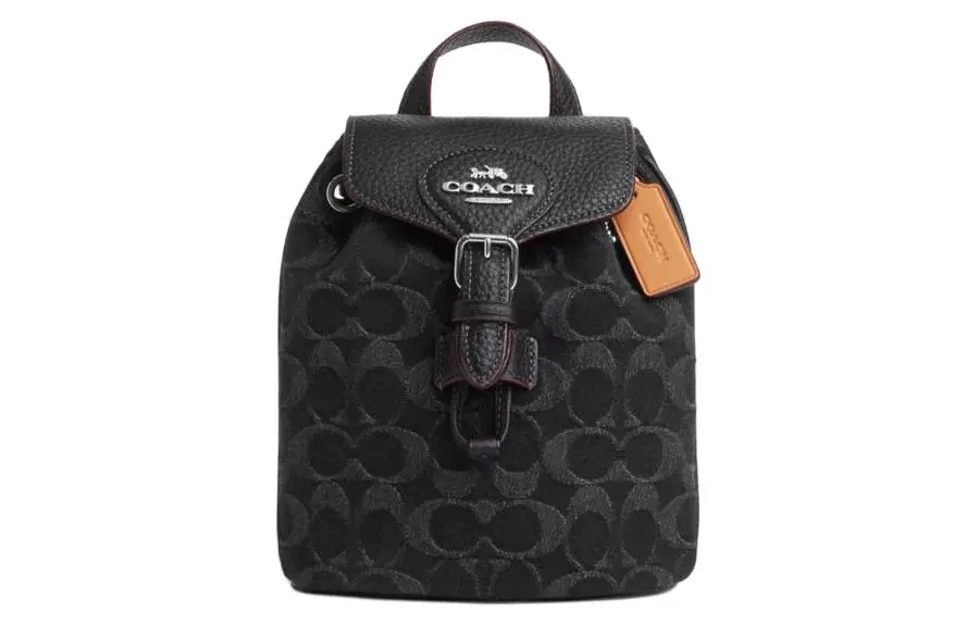 COACH Amelia Canvas With Cow Leather Backpack Small Women's Black