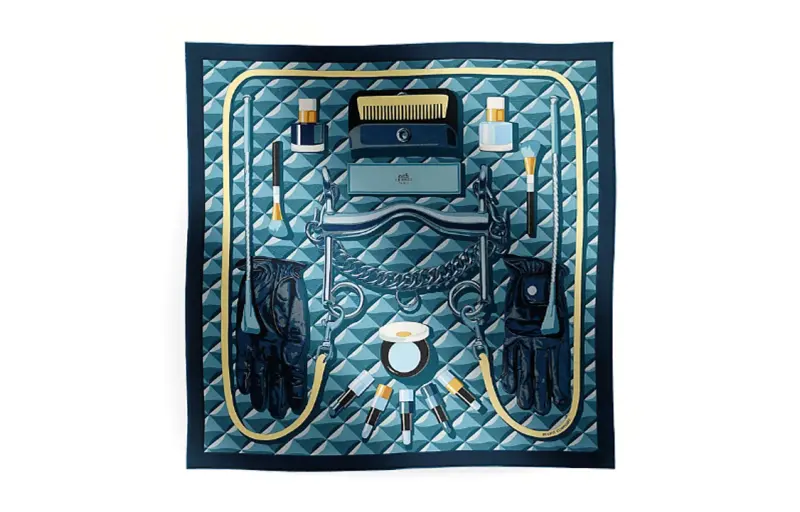 HERMES Silk Scarves Women's Blue