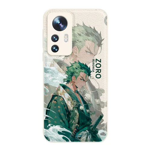 Small bone leather material trendy One Piece Zoro high-end personality anime boy skin pattern mobile phone case suitable for Xiaomi/MI/14pro/13/12/11/10 Redmi note13pro/k70/k60pro/k50 trend