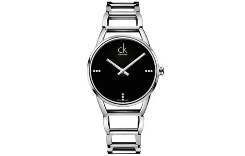 CALVIN KLEIN Elegant Collection Wrist Watches Quartz Movement Stainless Steel Strap 34mm Black Dial Women's Watch