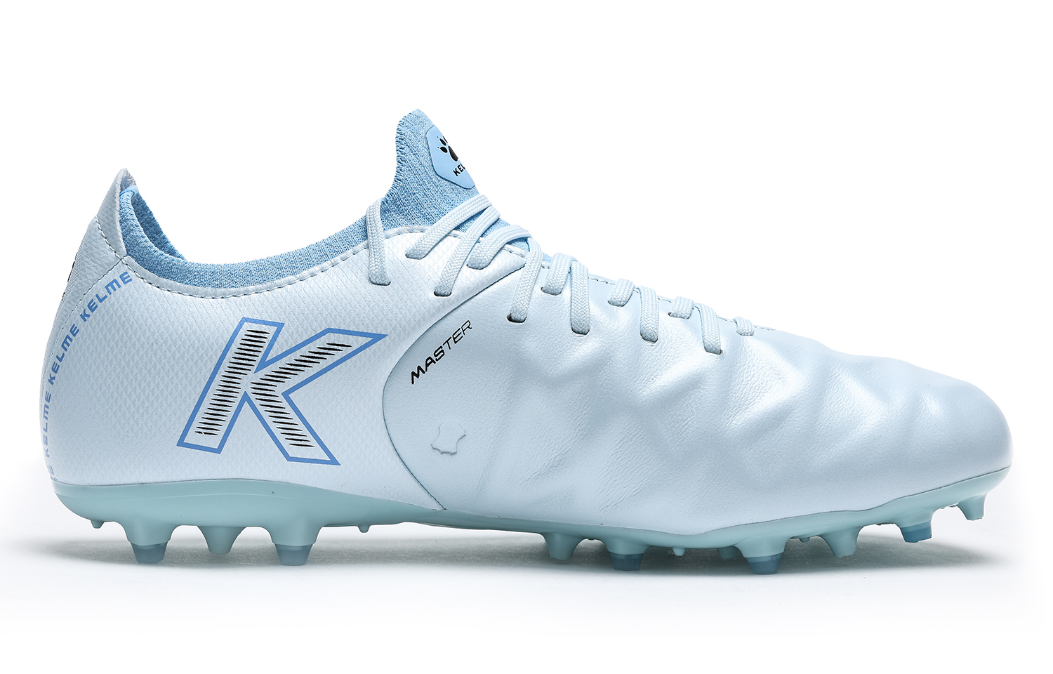 KELME MG Multi Ground Cow Leather Slip Resistant Abrasion Resistant Soccer Shoes Men’s Sky Blue