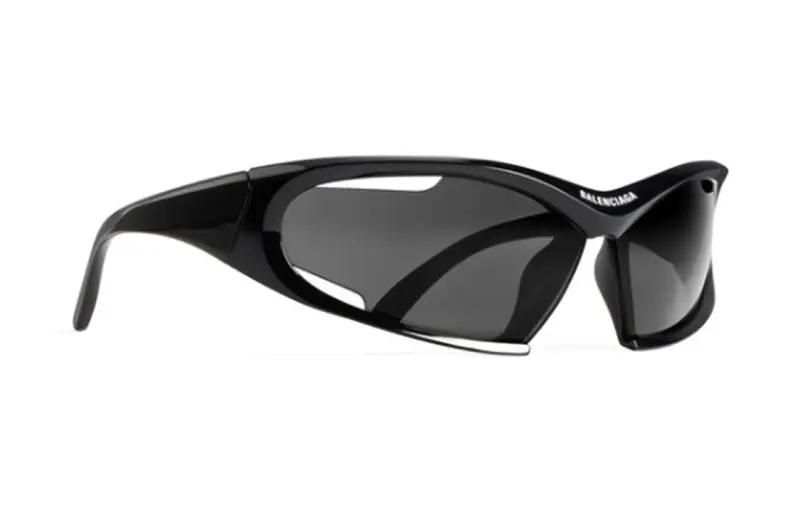 Balenciaga Letter Print Irregular Shape Sunglasses Women's Black