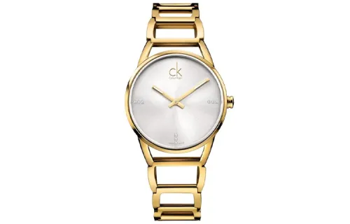 CK/Calvin Klein Wrist Watches Quartz Movement Stainless Steel Strap 34mm Silver Dial Women's Watch 30m Water Resistant