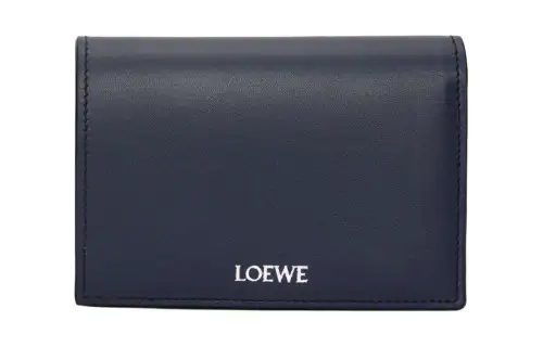 LOEWE Bright Nappa Calfskin Wallet Men's Dark Marine Blue & Black