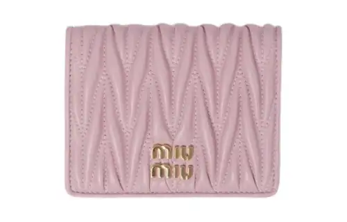 MIU MIU Matelassé Sheepskin Leather Wallet Small Women's Snow Pink