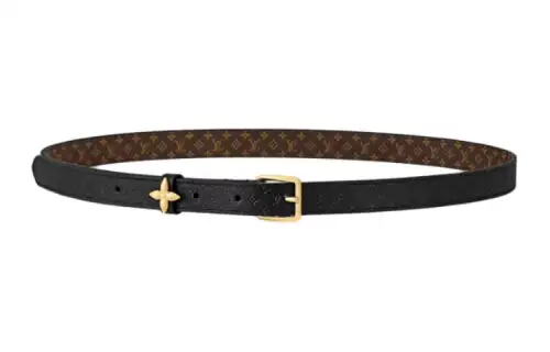 LOUIS VUITTON Metal Canvas Cow Leather Belts Unisex Black Width 1.8cm