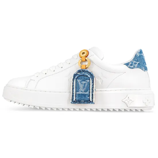 LOUIS VUITTON Time Out Skateboard Shoes Women's Low-Top White Blue