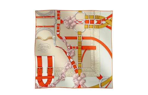 HERMES Silk Scarves Women's Orange