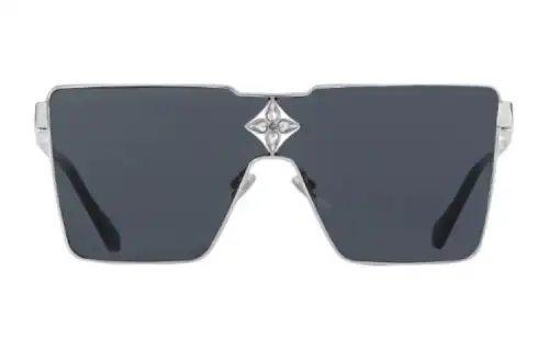 LOUIS VUITTON Metal Irregular Shape Sunglasses Men's Silver