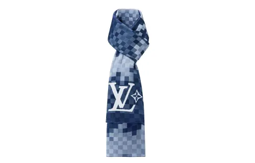 LOUIS VUITTON DAMOFLAGE Knit Scarves Unisex Blue