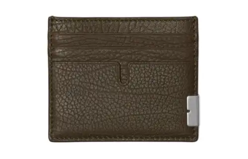 Burberry Calfskin Card Holder Men's Army Green