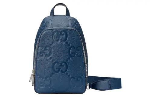 GUCCI Leather Shoulder Bag, Crossbody Bag Large Men's Blue