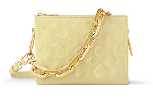 LOUIS VUITTON Coussin Leather Shoulder Bag, Crossbody Bag Small Women's Light Yellow