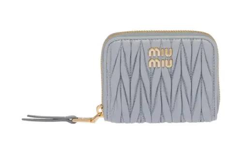 MIU MIU Nappa Leather Wallet Coin Purse Women's Cornflower