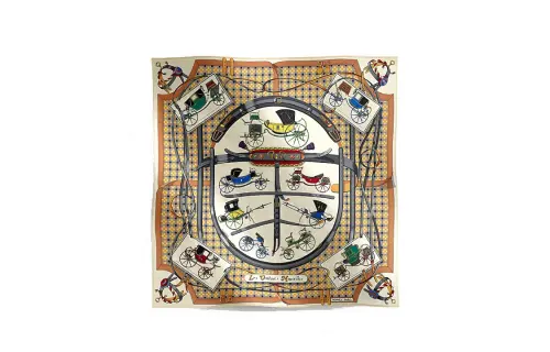 HERMES Mulberry Silk Scarves Women's Yellow