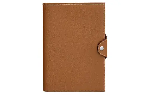 HERMES Evercolor Calfskin Bag Accessory Unisex 37 Gold Brown
