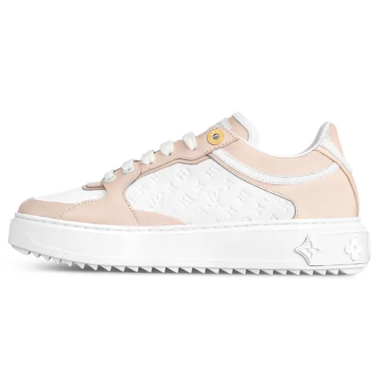 LOUIS VUITTON Time Out Skateboard Shoes Women's Low-Top White Pink