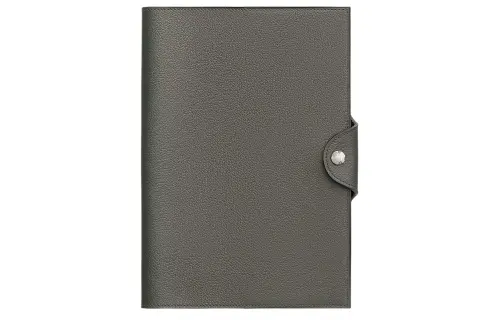 HERMES Cow Leather Travel Storage Bag Unisex 0L Grismeyer Rain Cloud Gray