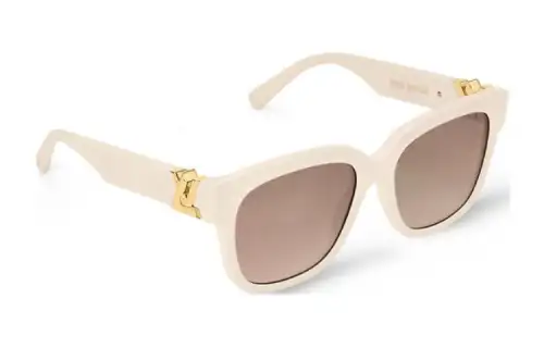 LOUIS VUITTON Acetate Square Sunglasses Women's Beige