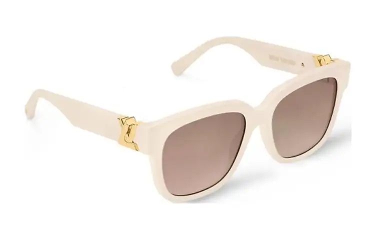 LOUIS VUITTON Acetate Square Sunglasses Women's Beige