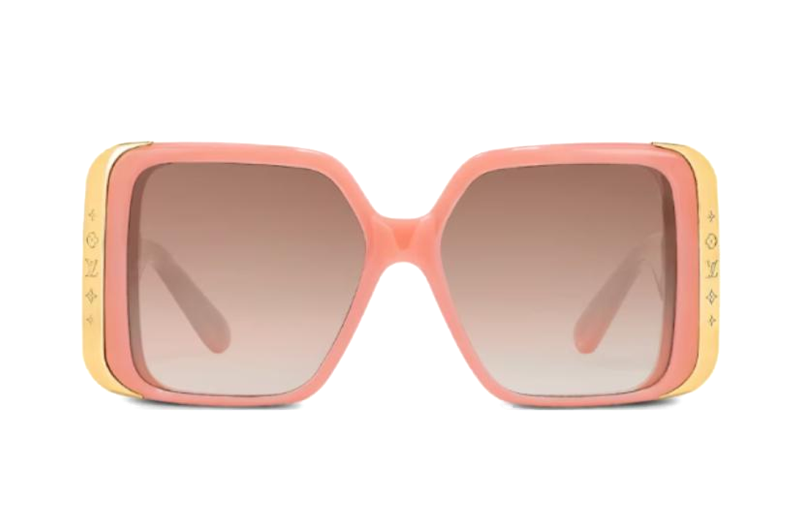 LOUIS VUITTON Metal Acetate Irregular Shape Sunglasses Women's Pink