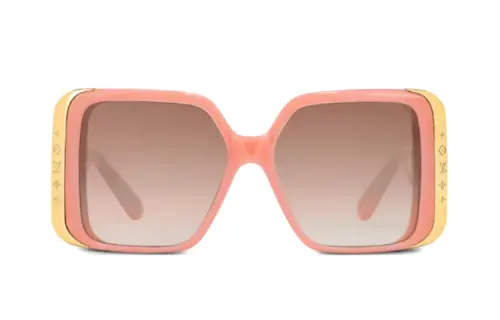 LOUIS VUITTON Metal Acetate Irregular Shape Sunglasses Women's Pink