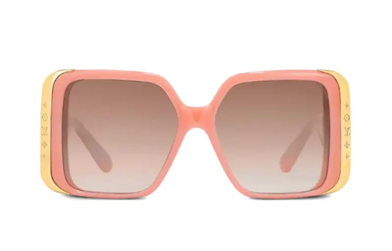 LOUIS VUITTON Metal Acetate Irregular Shape Sunglasses Women's Pink
