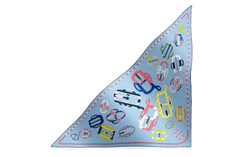 HERMES Modern Ring Buckle Shawls Women's Blue