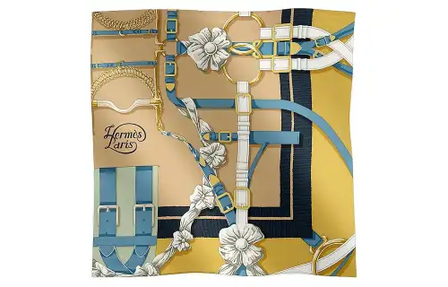 HERMES Silk Scarves Women's Camel