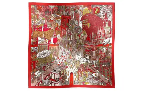 HERMES Silk Scarves Women's Red