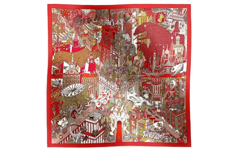 HERMES Silk Scarves Women's Red
