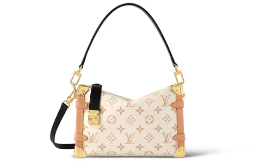 LOUIS VUITTON SIDE TRUNK Canvas With Leather Handbag Medium Women's Beige