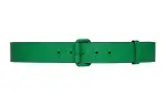 GUCCI Leather Brass Leather Belts Men's Green Width 4cm