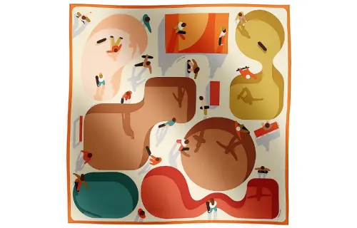 HERMES Silk Scarves Women's Orange