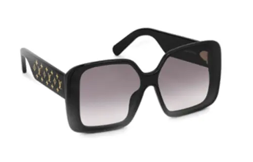 LOUIS VUITTON Acetate Irregular Shape Sunglasses Women's Black