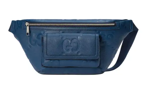 GUCCI Leather Fanny Pack Small Men's Blue