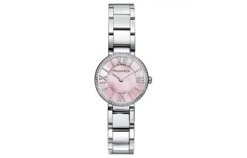 TIFFANY & CO. Wrist Watch Quartz Movement Stainless Steel Strap 24mm Pink Watch Dial Women's Watch 30m Water Resistant